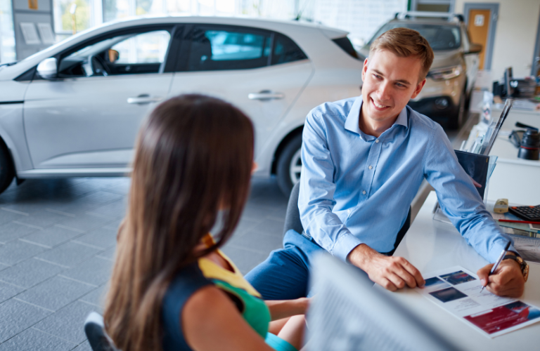 Customer talking to a salesman 