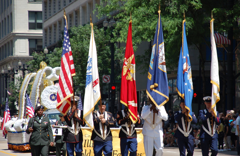 People watching the Memorial Day parade 