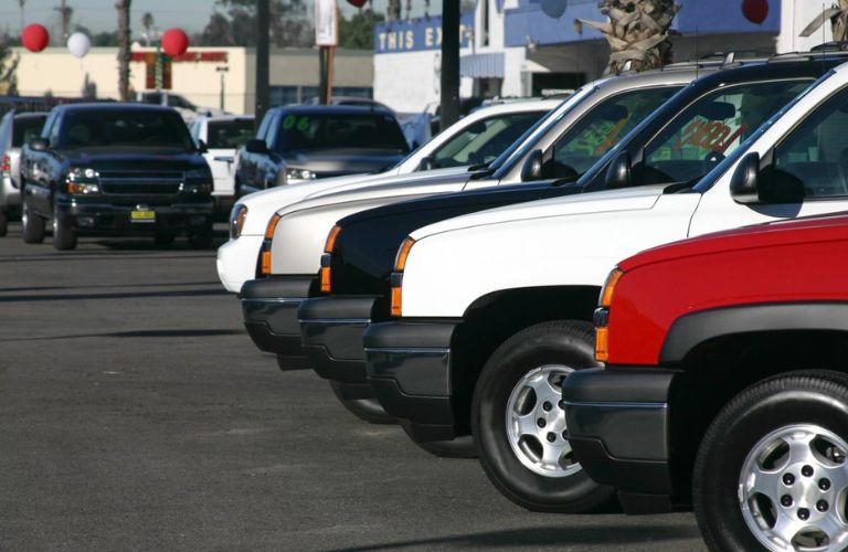 Used cars at a parking lot