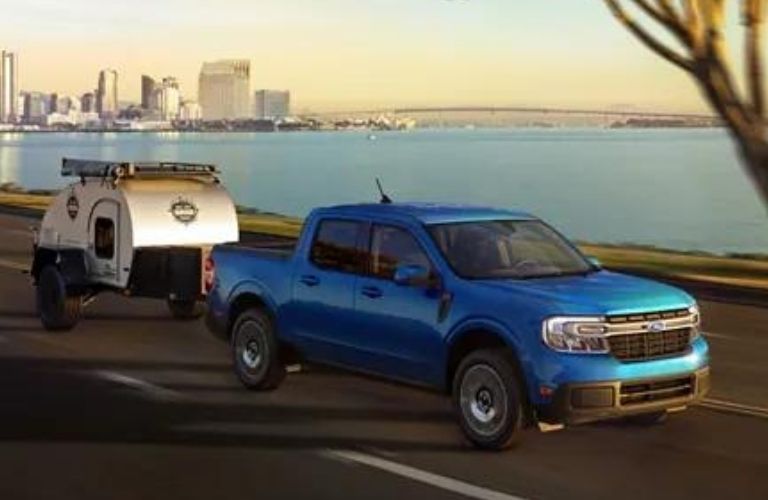 2022 Ford Maverick towing a small trailer